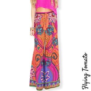 Flying Tomato Boho Wide Leg Palazzo Pants Pink Orange Blue